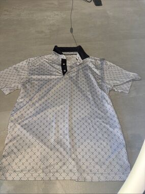 Maelreg Performance Golf Polo | Men’s Small | White & Navy | Moisture-Wicking